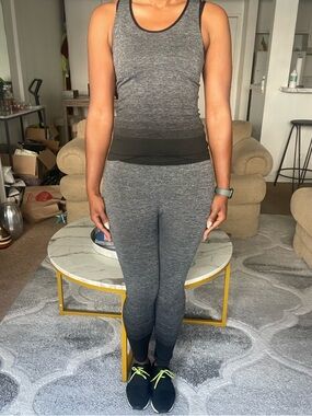 Gray Ombré Seamless Workout Set Tank + Leggings Stretchy One Size